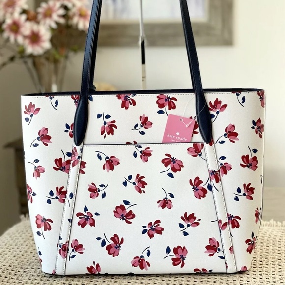 Kate Spade Cara Tea Garden Toss Large Tote White - Picture 3 of 7